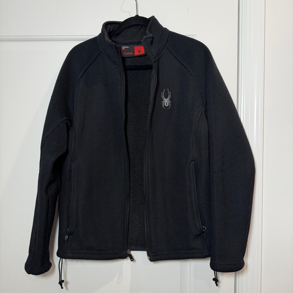 Spyder Jacket Mens Full Zip Long Sleeve Waffle Knit Fleece Lined Size S